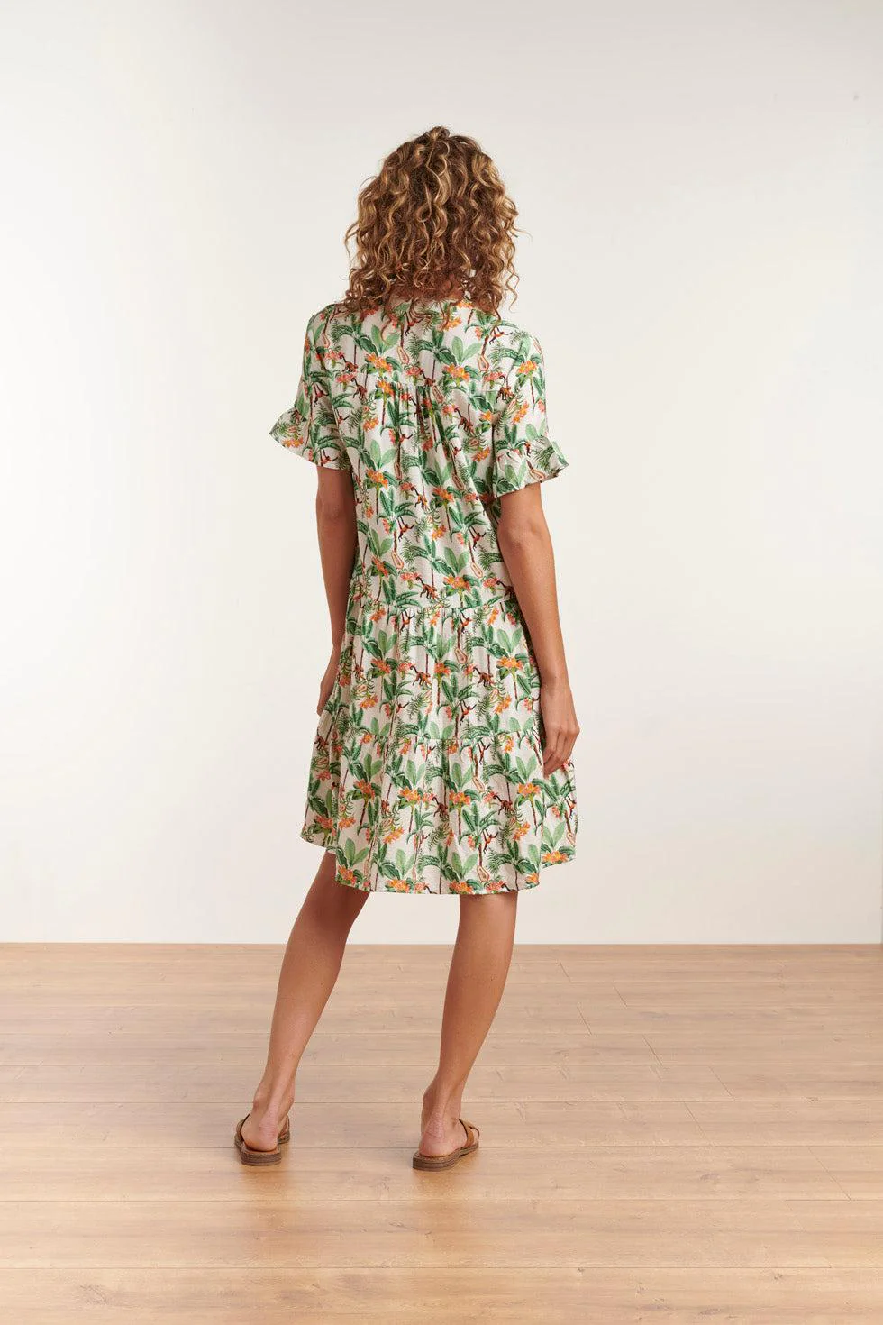 23104 Vrouwen Vintage Strandbloem Jurk Met Korte Mouwen | White - Muticolour - Image 6