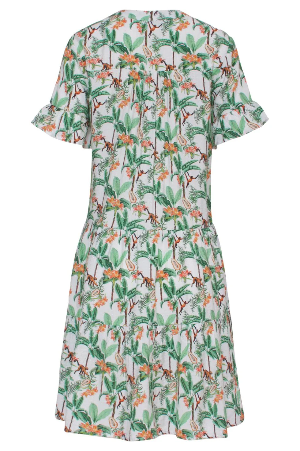 23104 Vrouwen Vintage Strandbloem Jurk Met Korte Mouwen | White - Muticolour - Image 7