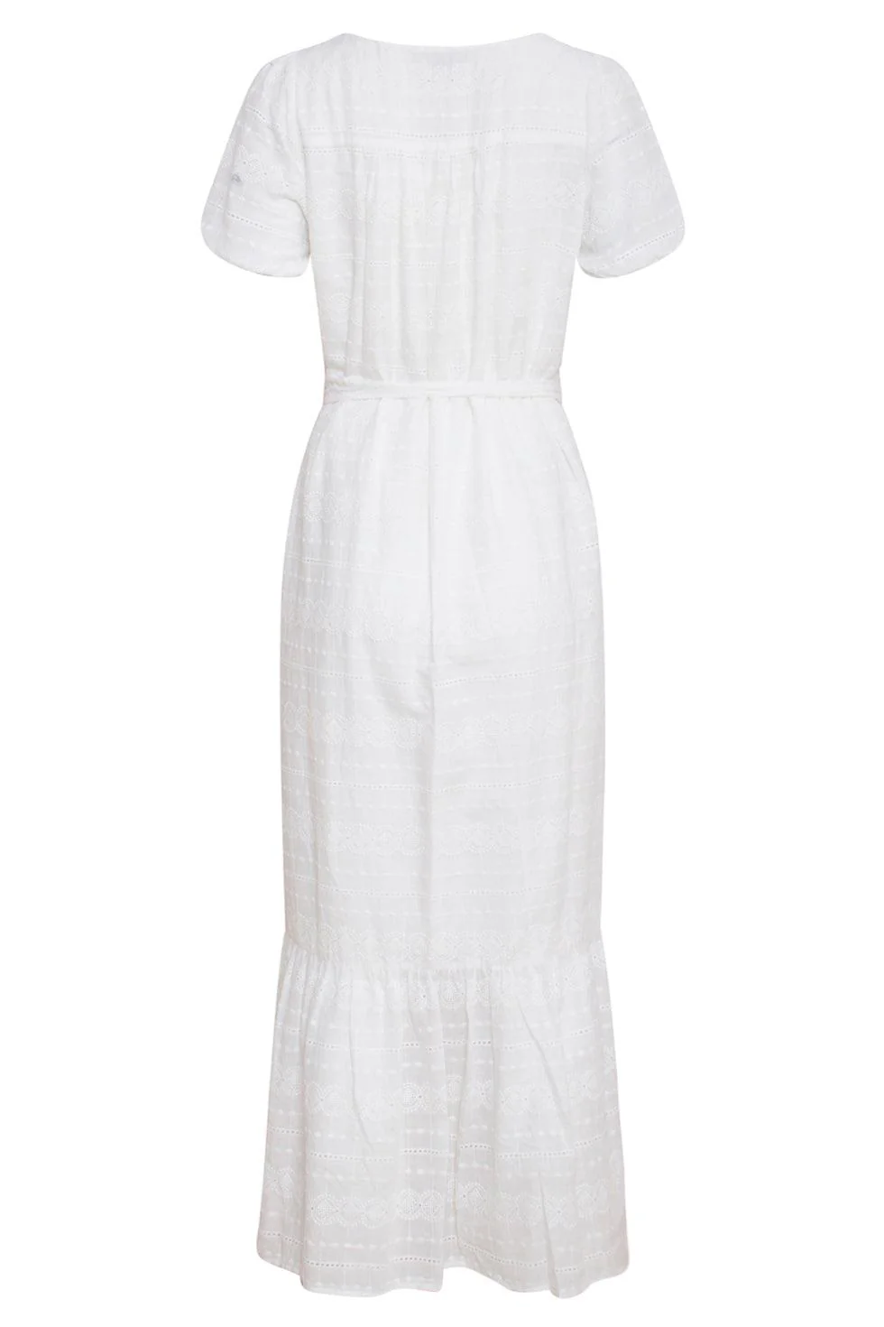 23357-000 Te Zomerjurk Met V-Halskorte Pof Mouwen Van 100% Katoen | White - Image 7