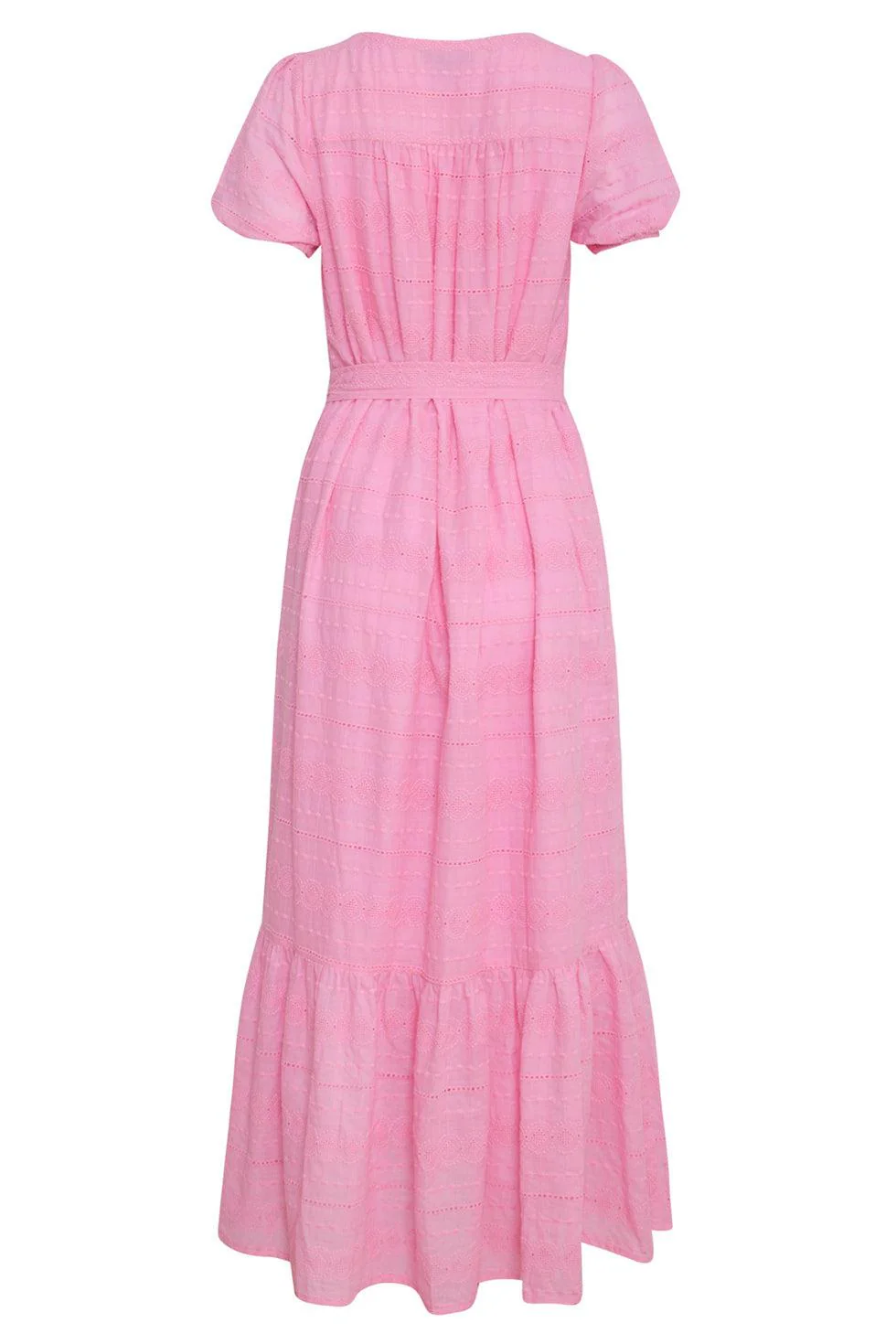 23357-420  Zomerjurk Met V-Halskorte Pof Mouwen Van 100% Katoen | Pink - Image 7