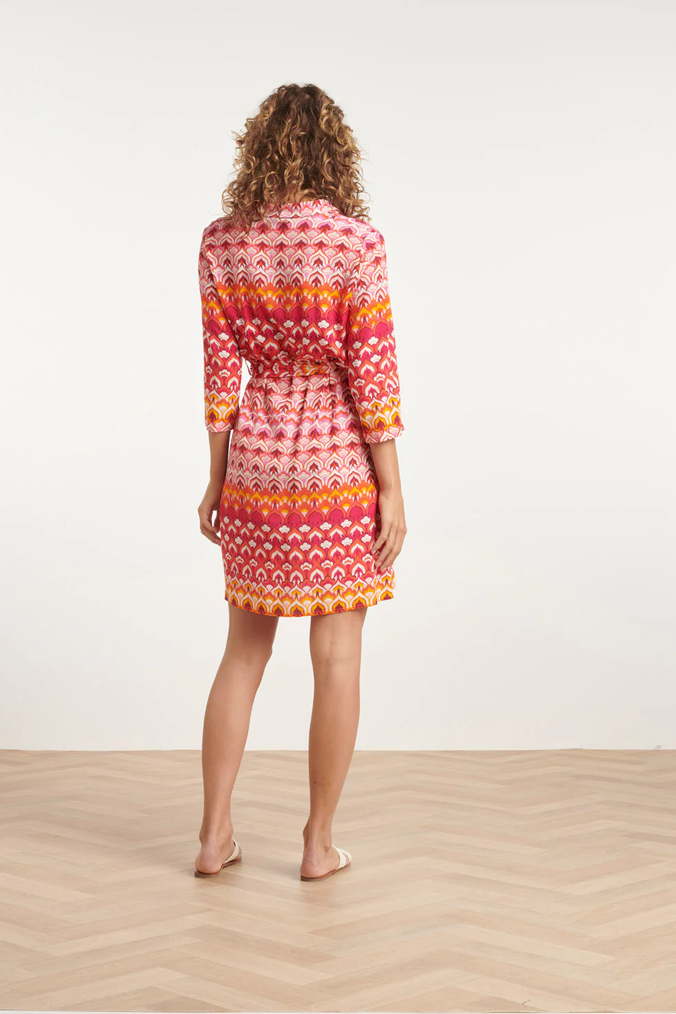 24002 Retro Print Shirtjurk Met Riemframbozentonen | Pink - Muticolour - Image 6