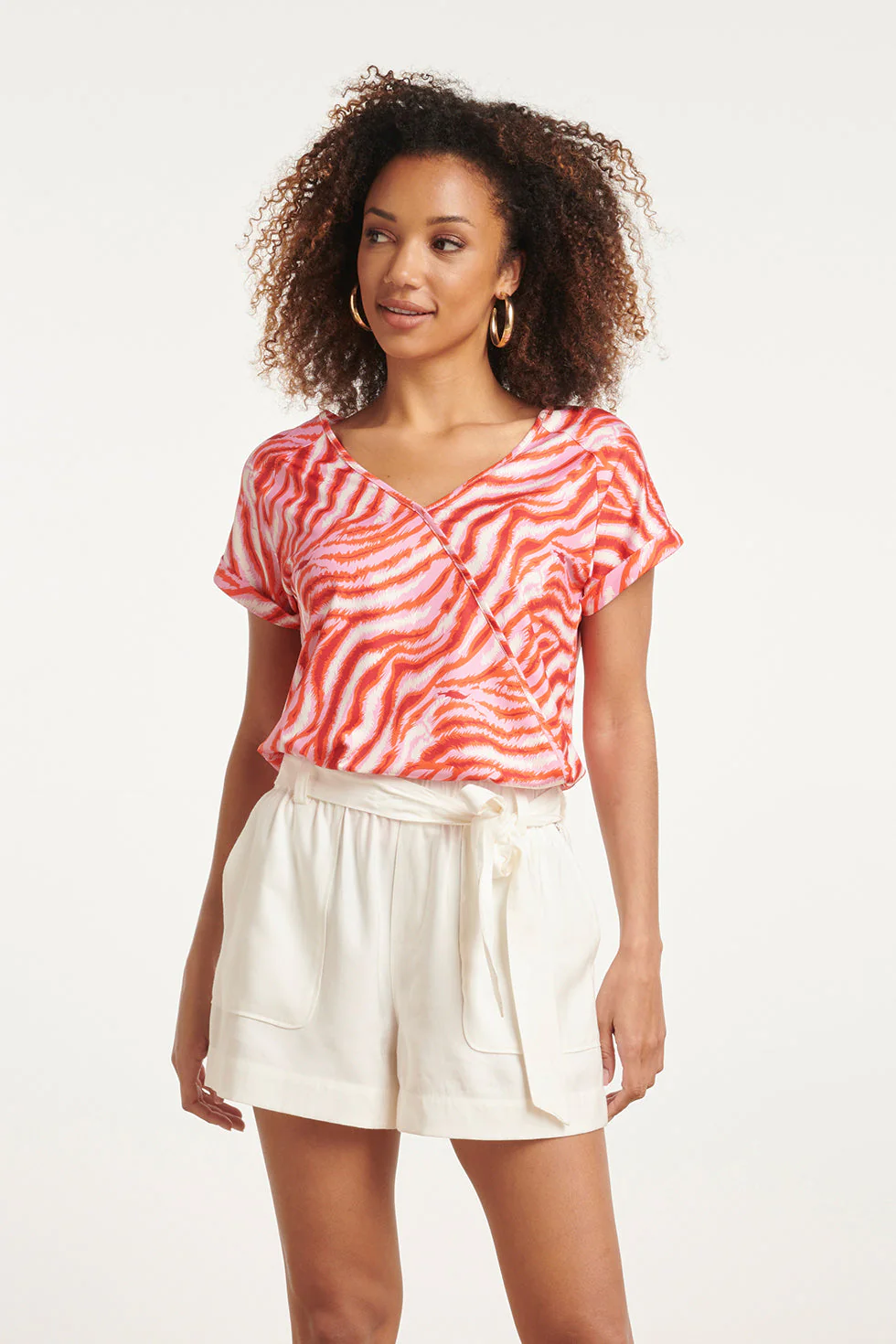24009 Zebra Stretch Top | Pink - Red