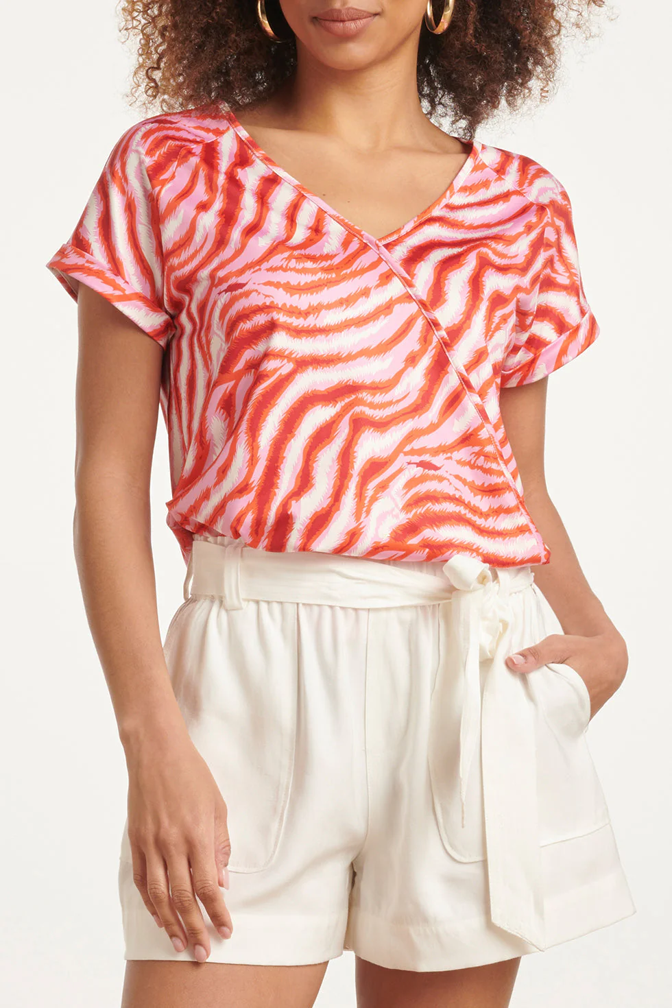 24009 Zebra Stretch Top | Pink - Red - Image 4