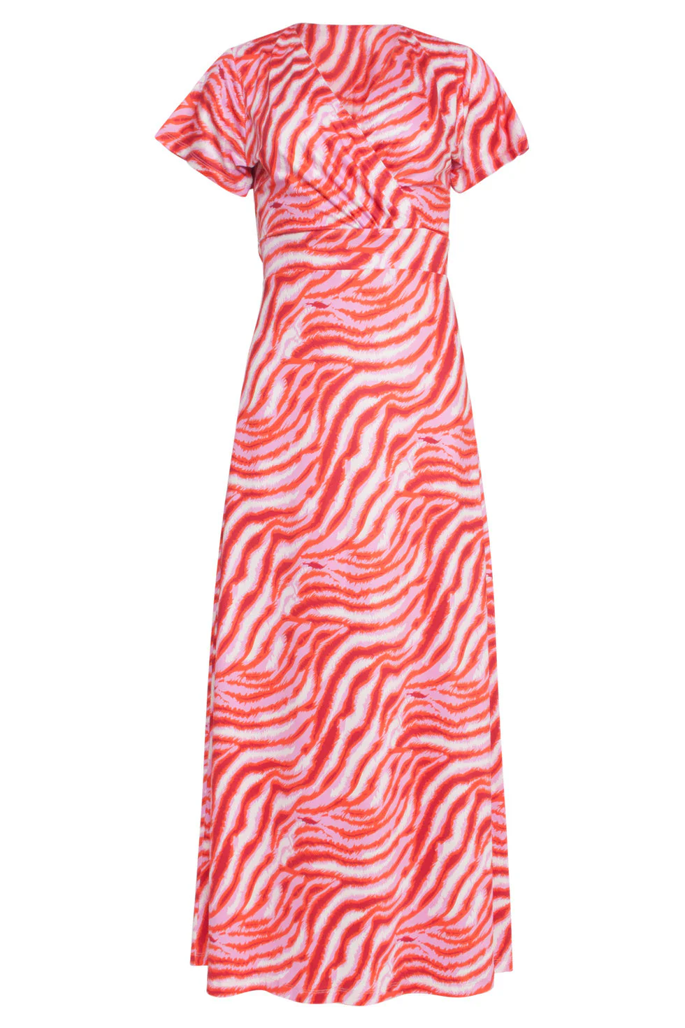 24010 Zebra Print Stretch Jurk | Pink - Red - Image 2