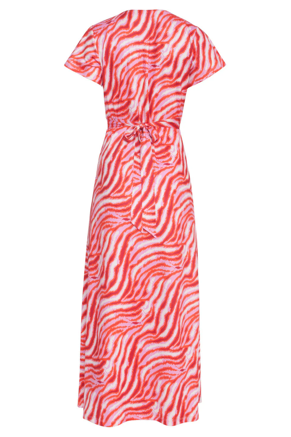 24010 Zebra Print Stretch Jurk | Pink - Red - Image 7
