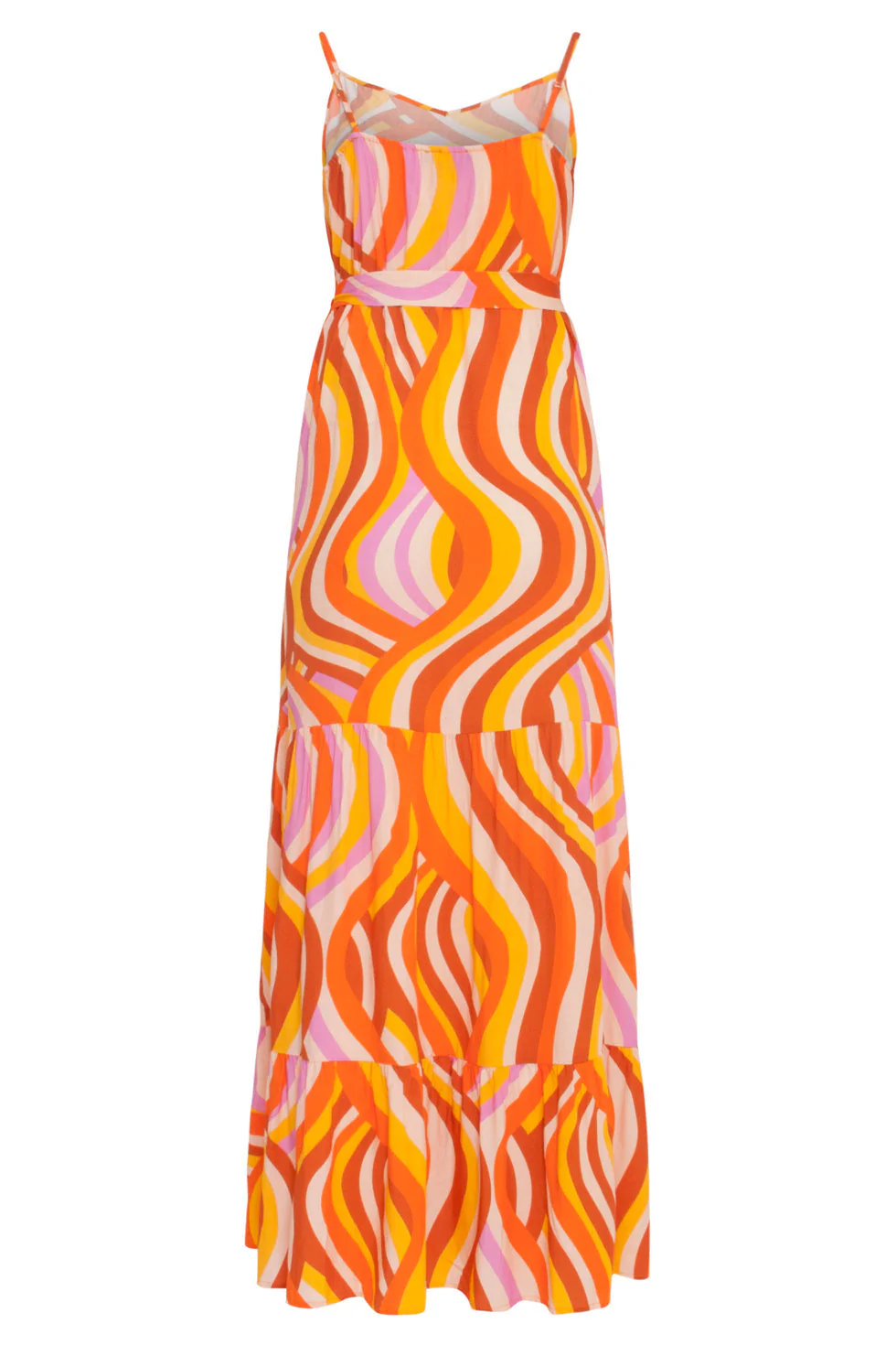 24011 Zomerse Spaghetti Jurk Met Retro Print | Orange - Muticolour - Image 7