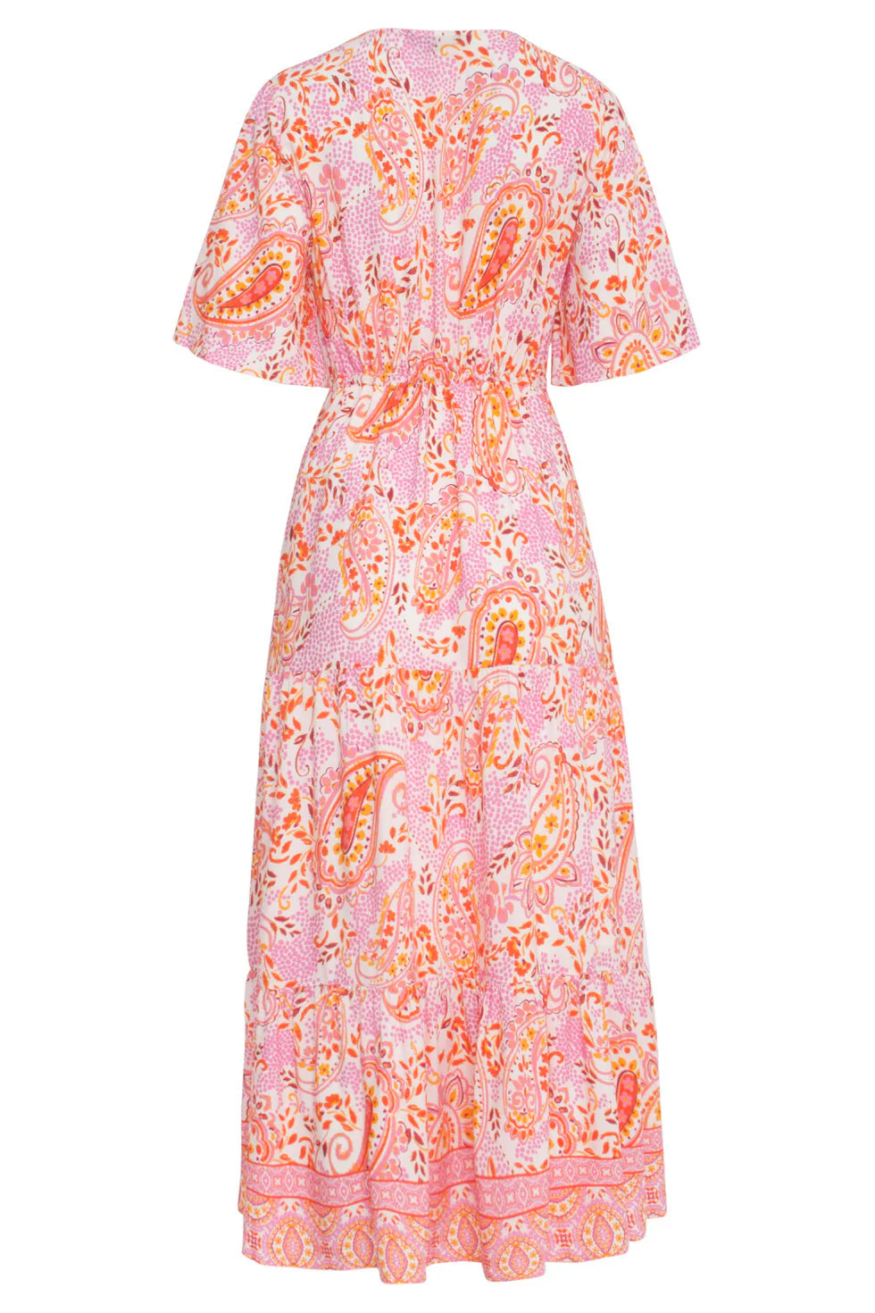 24014 Maxi Zomerjurk Met Paisley Print | White - Muticolour - Image 7