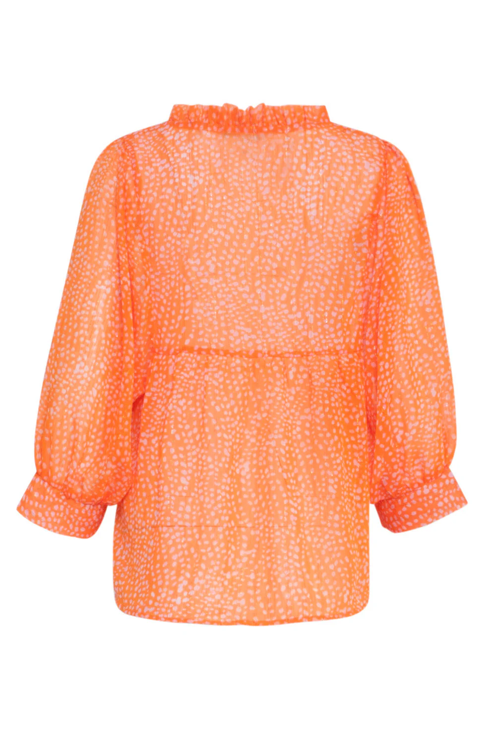 24017 Polka Dot Chiffon Top | Orange - Pink - Image 7