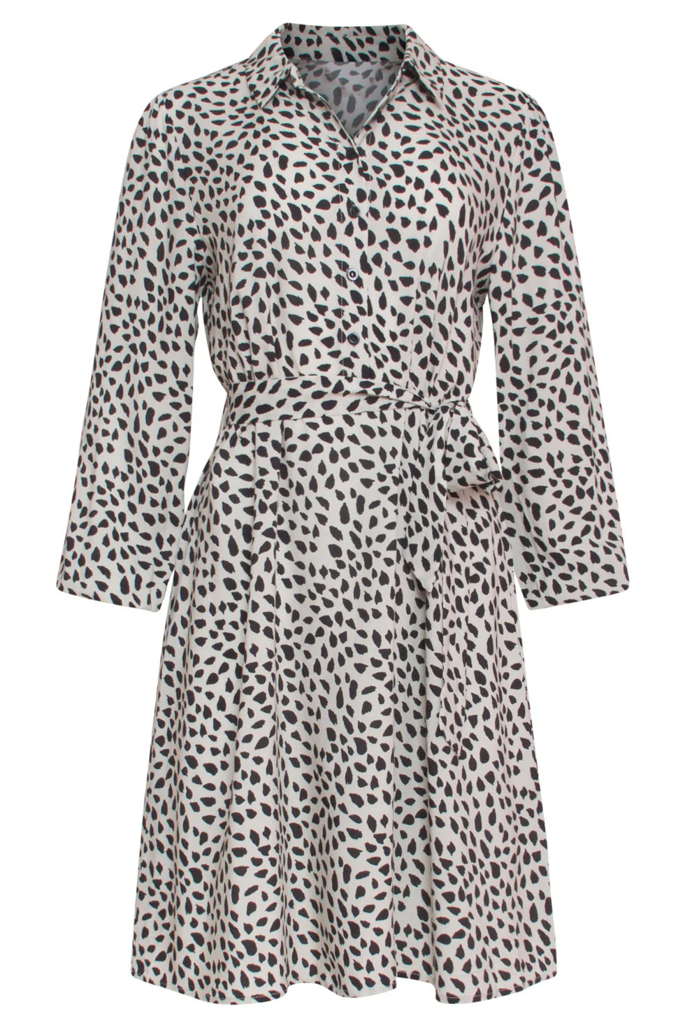 24028 Korte Shirtdress Met Dierenprint | Sand - Black - Image 2