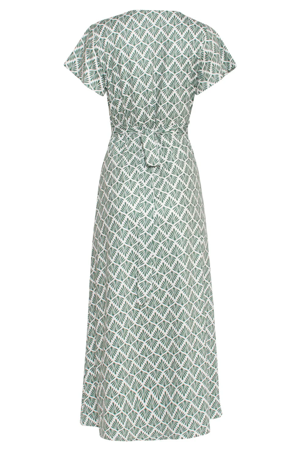 24032 Stretch Maxi Jurk Met Ornament Print | Army - Off White - Image 7
