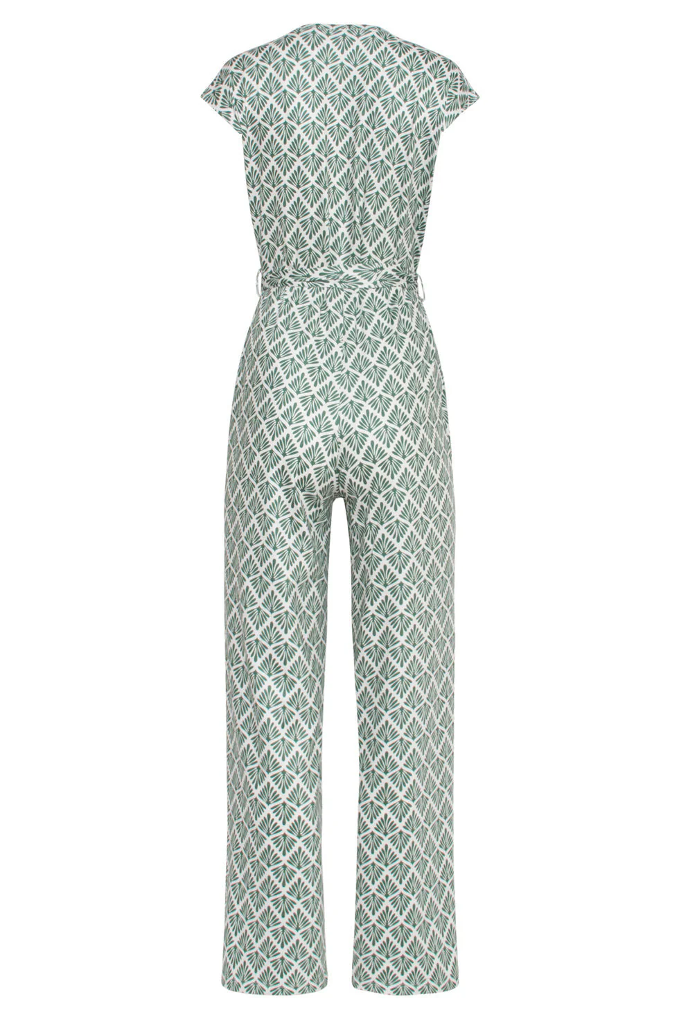 24033 Wikkelstijl Jumpsuit Met Ornament Print | Army - Off White - Image 7