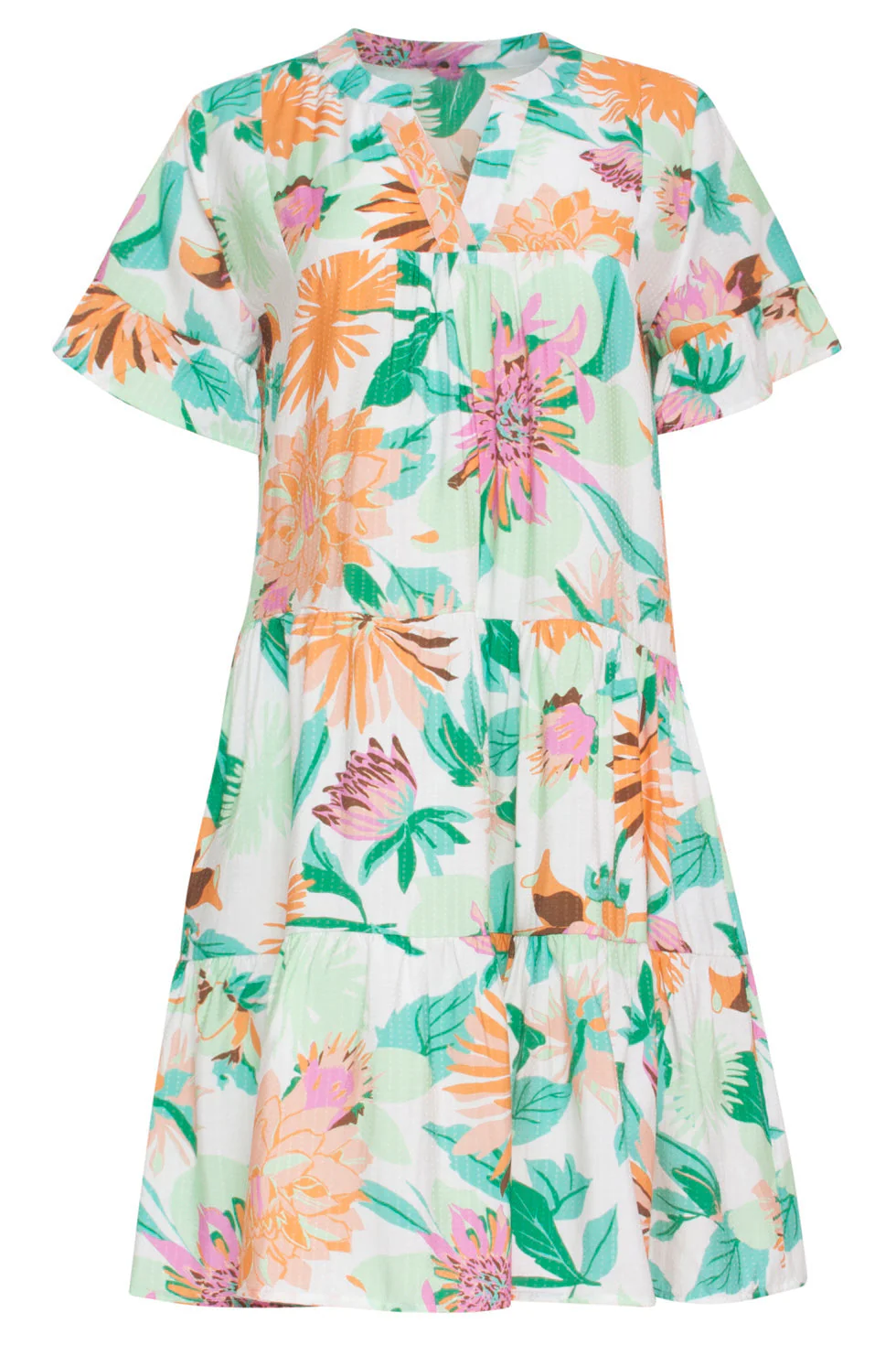 24041 Bloemenprint Jurk | Off White - Muticolour - Image 2