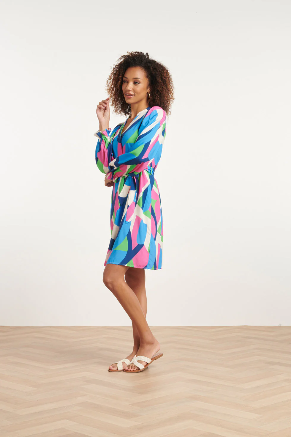24042 Klassieke Jurk | White - Muticolour - Image 4