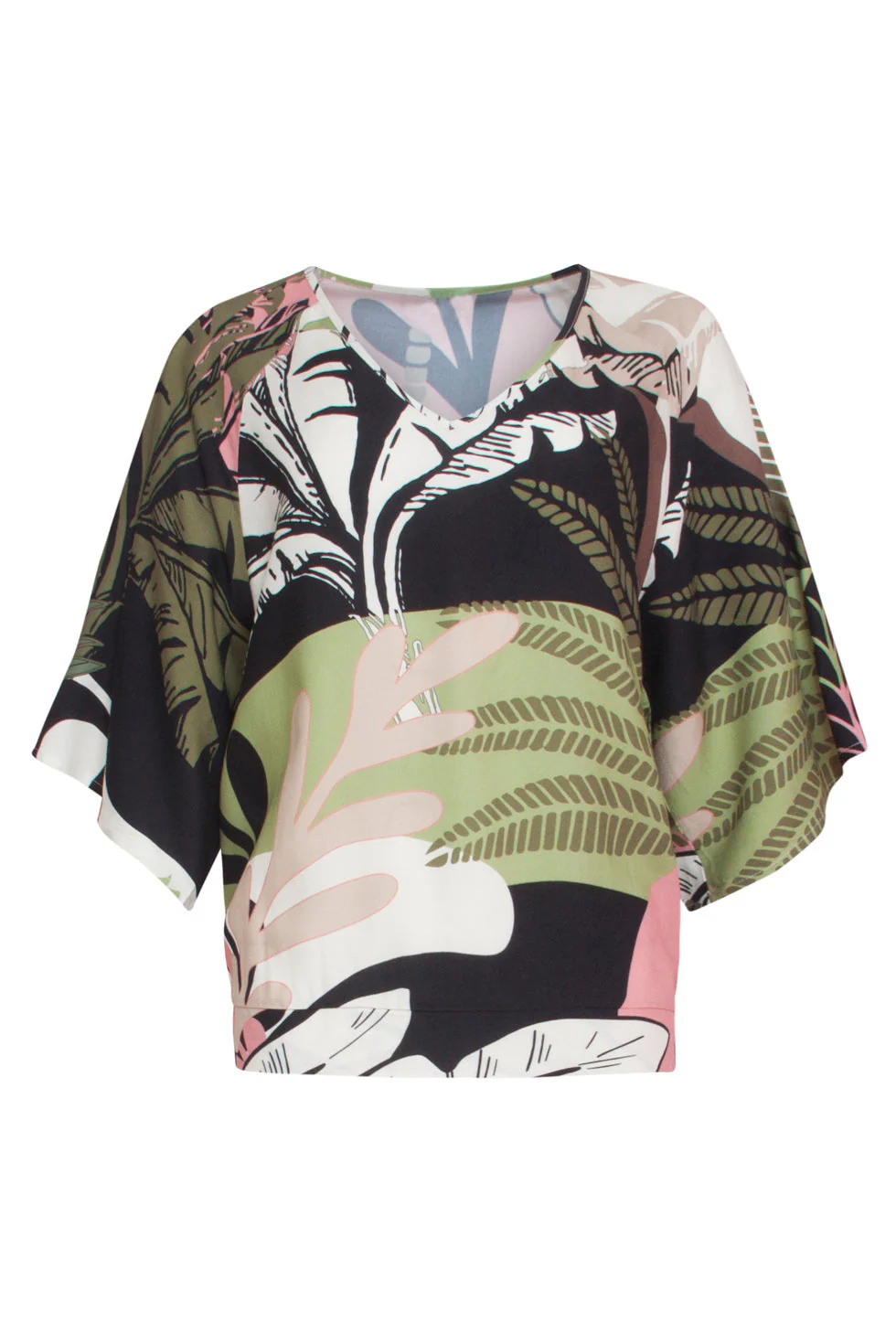 24046 Diep V-Hals Zomerse Top | Black - Muticolour - Image 2