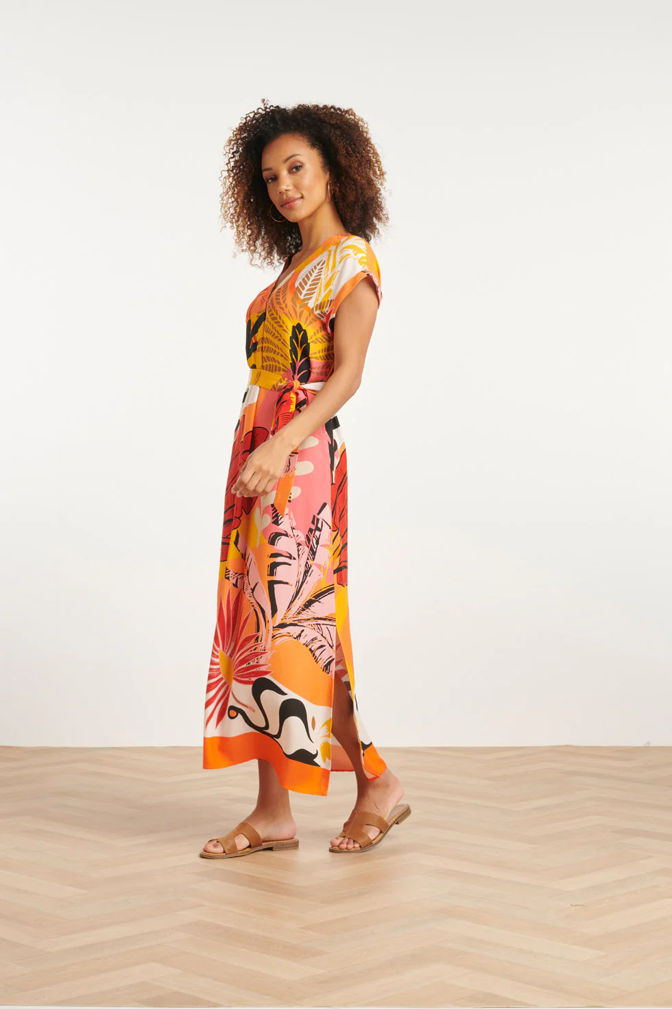 24048 Klassieke Zomer Maxi Jurk | Orange - Muticolour - Image 4