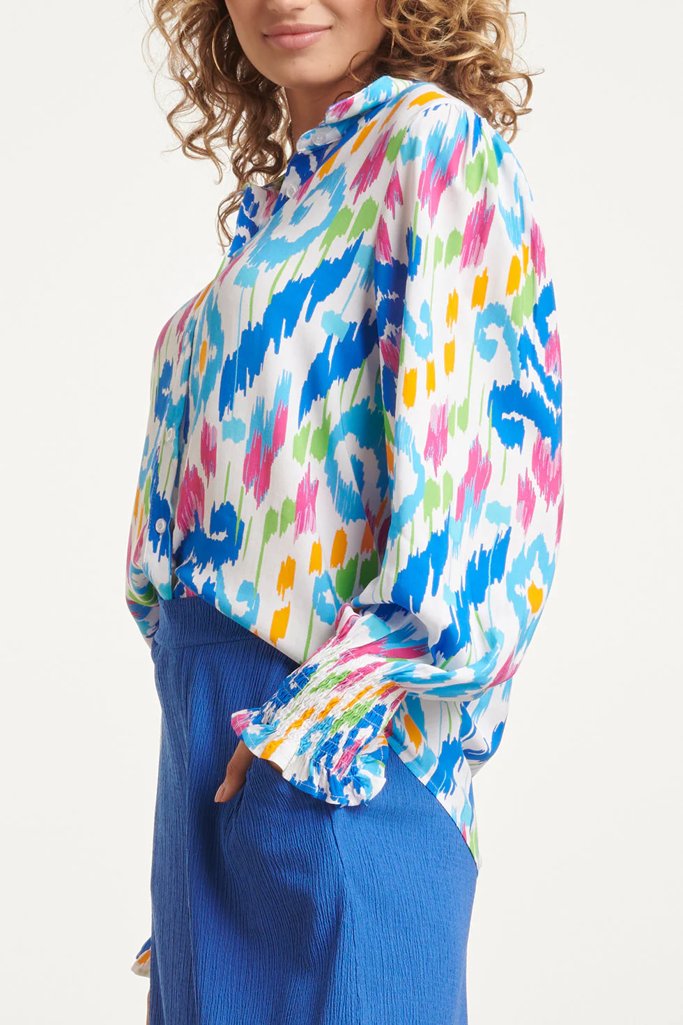 24050 Tribal Print Blouse | White - Muticolour - Image 4