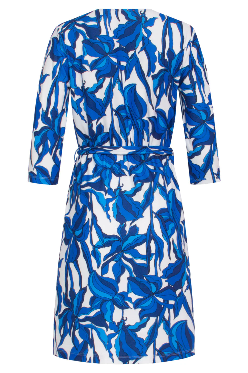 24051 Aansluitende Wrap Jurk Met Stretch | White - Blue - Image 7
