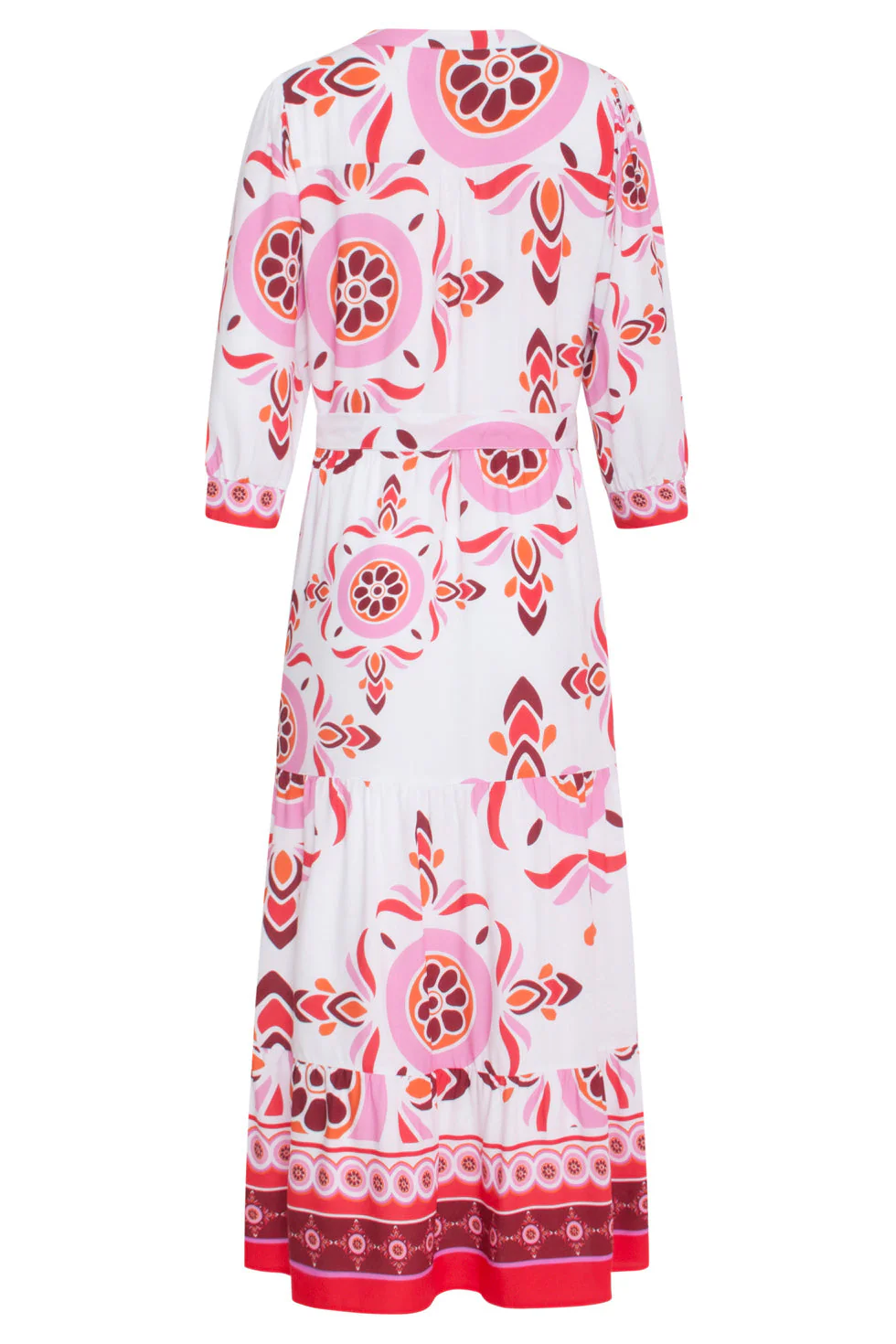 24053 Maxi Jurk Met Diepe V-Hals | White - Muticolour - Image 7
