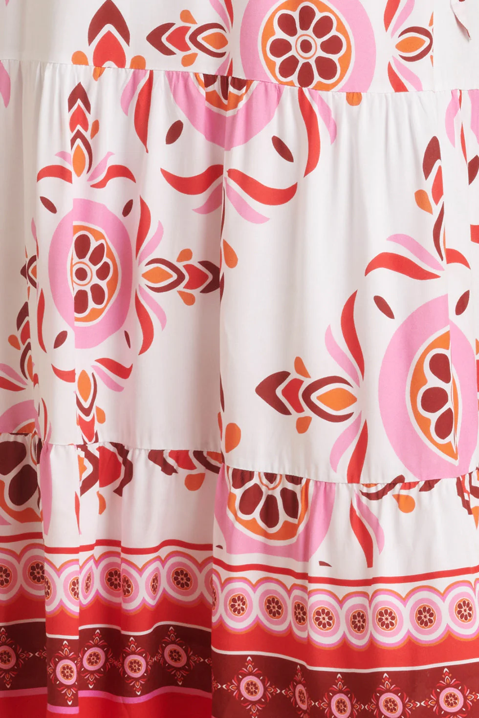 24053 Maxi Jurk Met Diepe V-Hals | White - Muticolour - Image 9