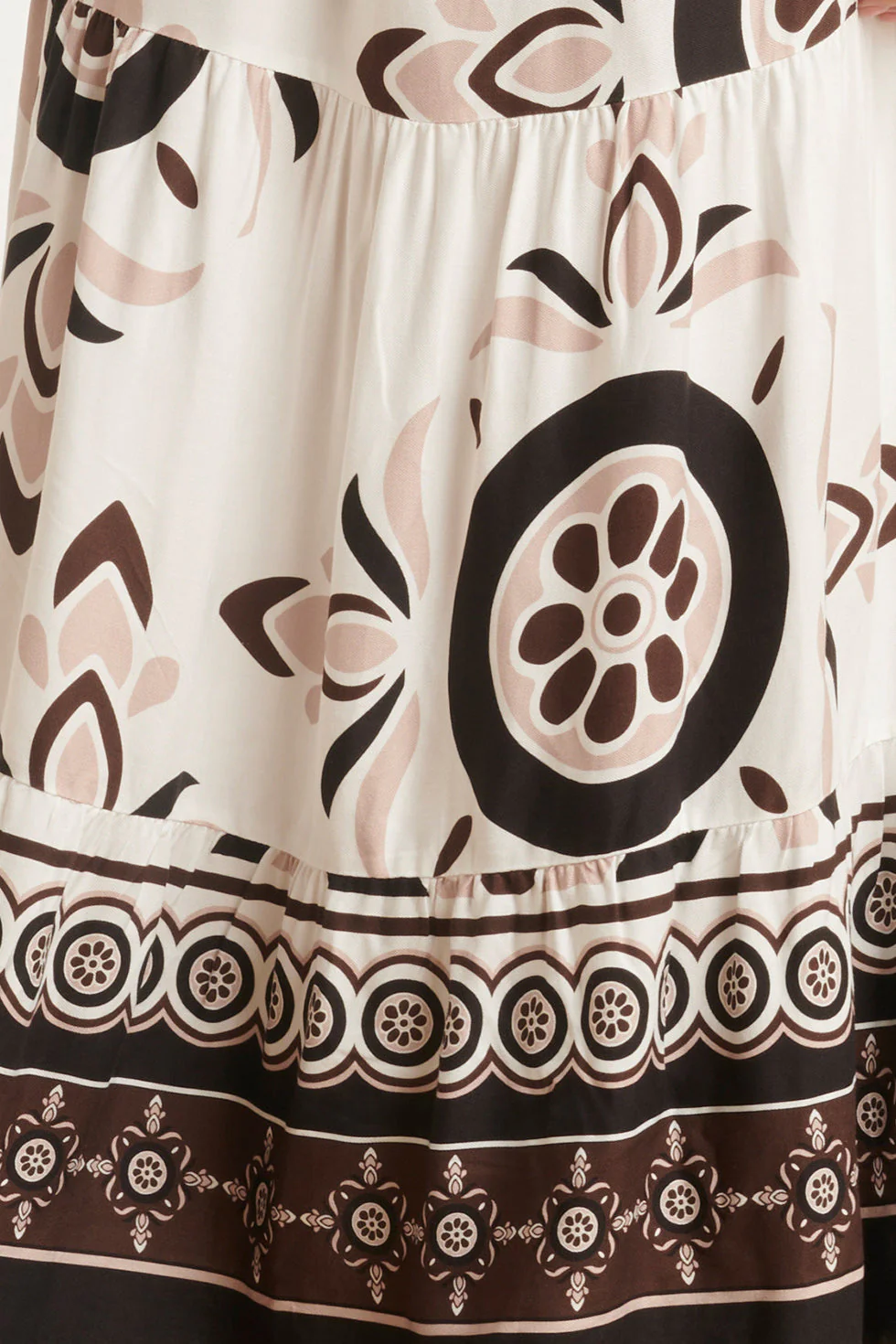 24056 Lang Flowy Broek Met Ornamentprint | White - Sand - Image 8