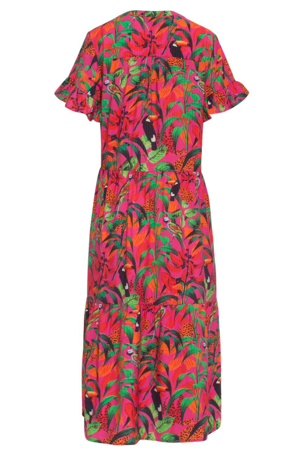 24059 Fuchsia Midi Jurk Met Jungle Print | Fuchsia - Muticolour - Image 7