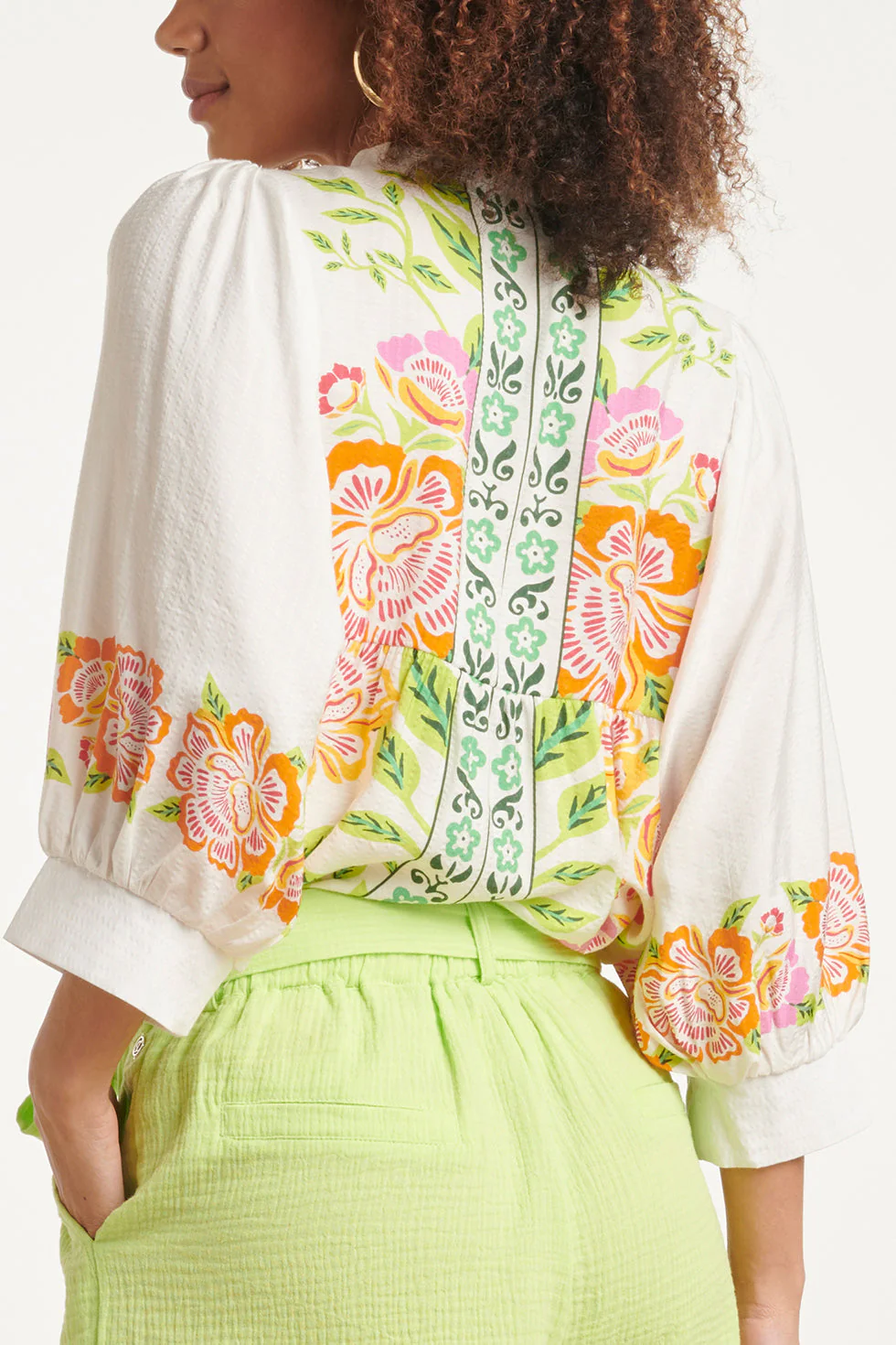 24063 Zomer Top Met Levendige Bloemenpatroon | White - Muticolour - Image 5
