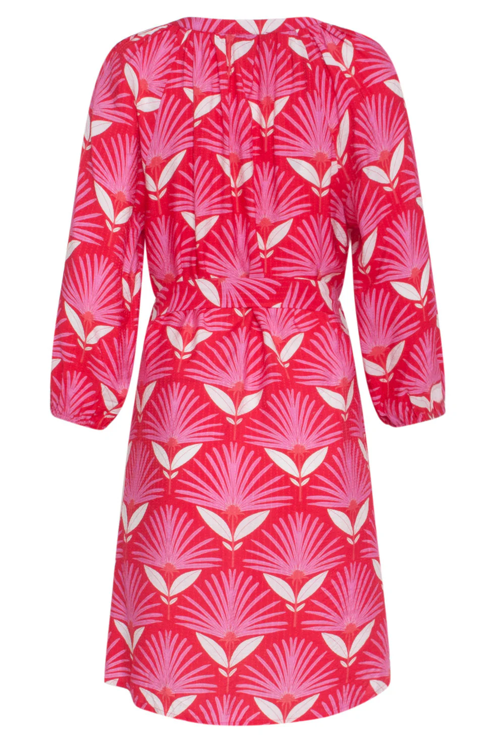 24067 Retro Bloemenprint Jurk Met Knielengte | Red - Pink - Image 7