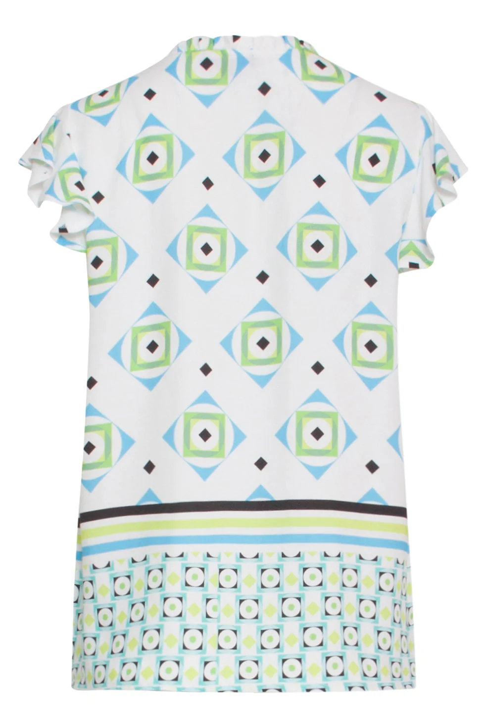 24071 Zomerse Top Met V-Halsspeelse Frill Mouwen | White - Muticolour - Image 7