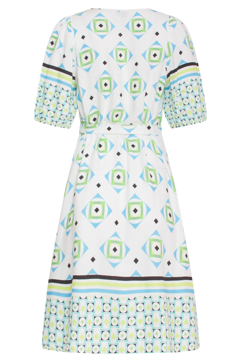 24072 Zomerjurk Met Korte Pofmouwenv-Hals | White - Muticolour - Image 7