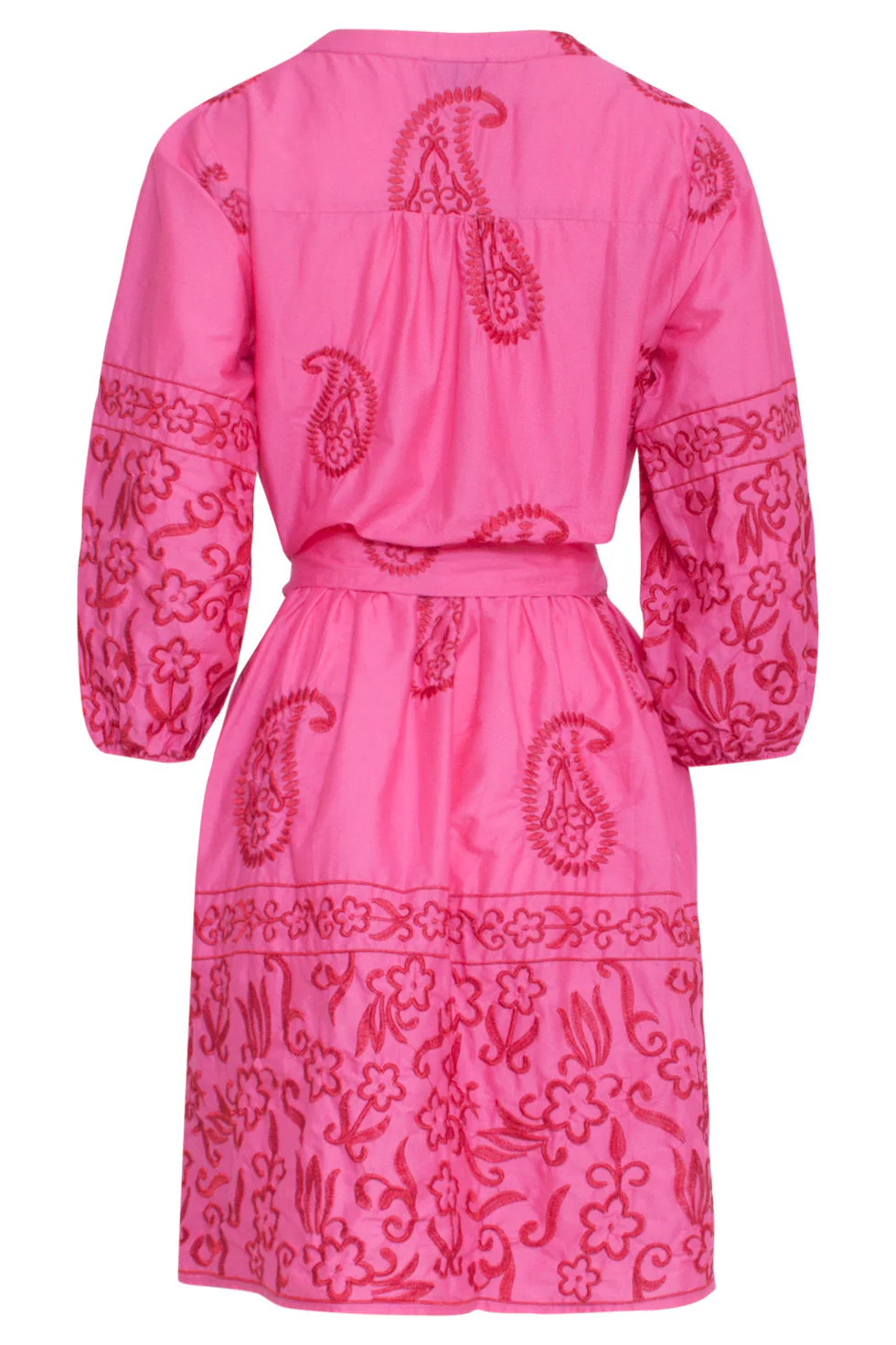 24077 Fuchsia Zomerjurk Met Paisley Borduurwerk | Pink - Red - Image 7