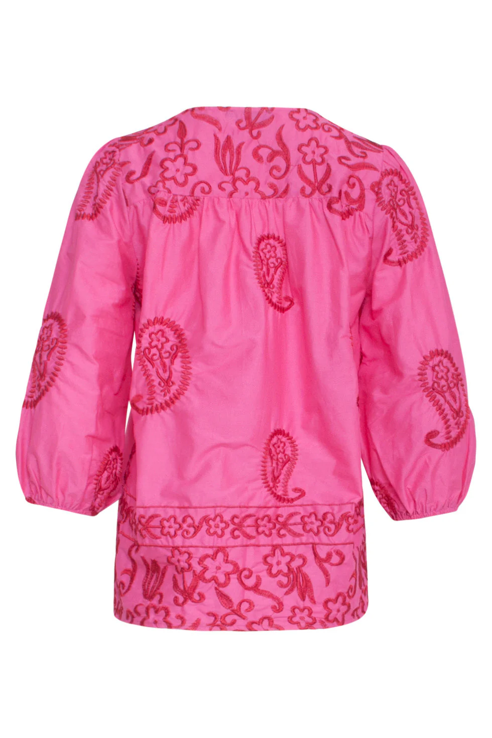 24078 Fuchsia Top Met Paisley Borduurwerk | Pink - Red - Image 7