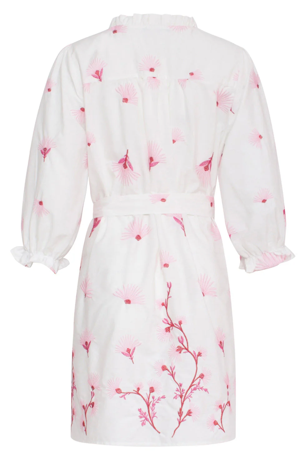 24081 Geborduurde Te Jurk Met Bloemmotief | White - Pink - Image 7