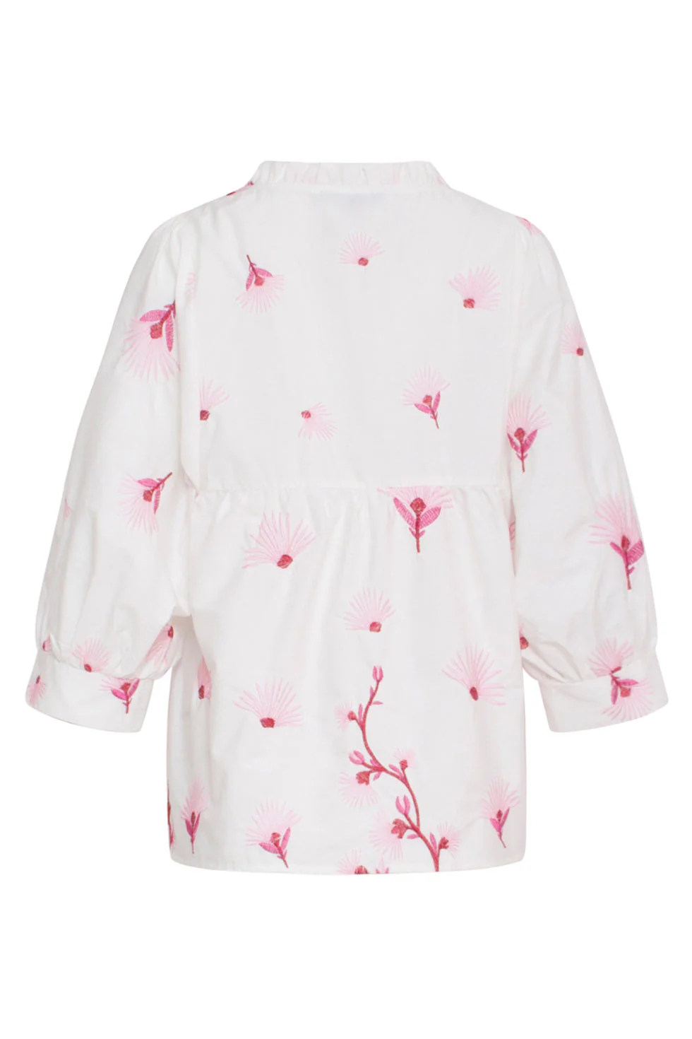 24082 Geborduurde Bloemen Top | White - Pink - Image 7