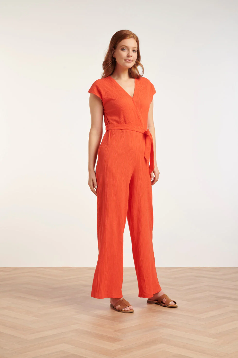 24083 Lange Aansluitende Jumpsuit | Coral - Image 3