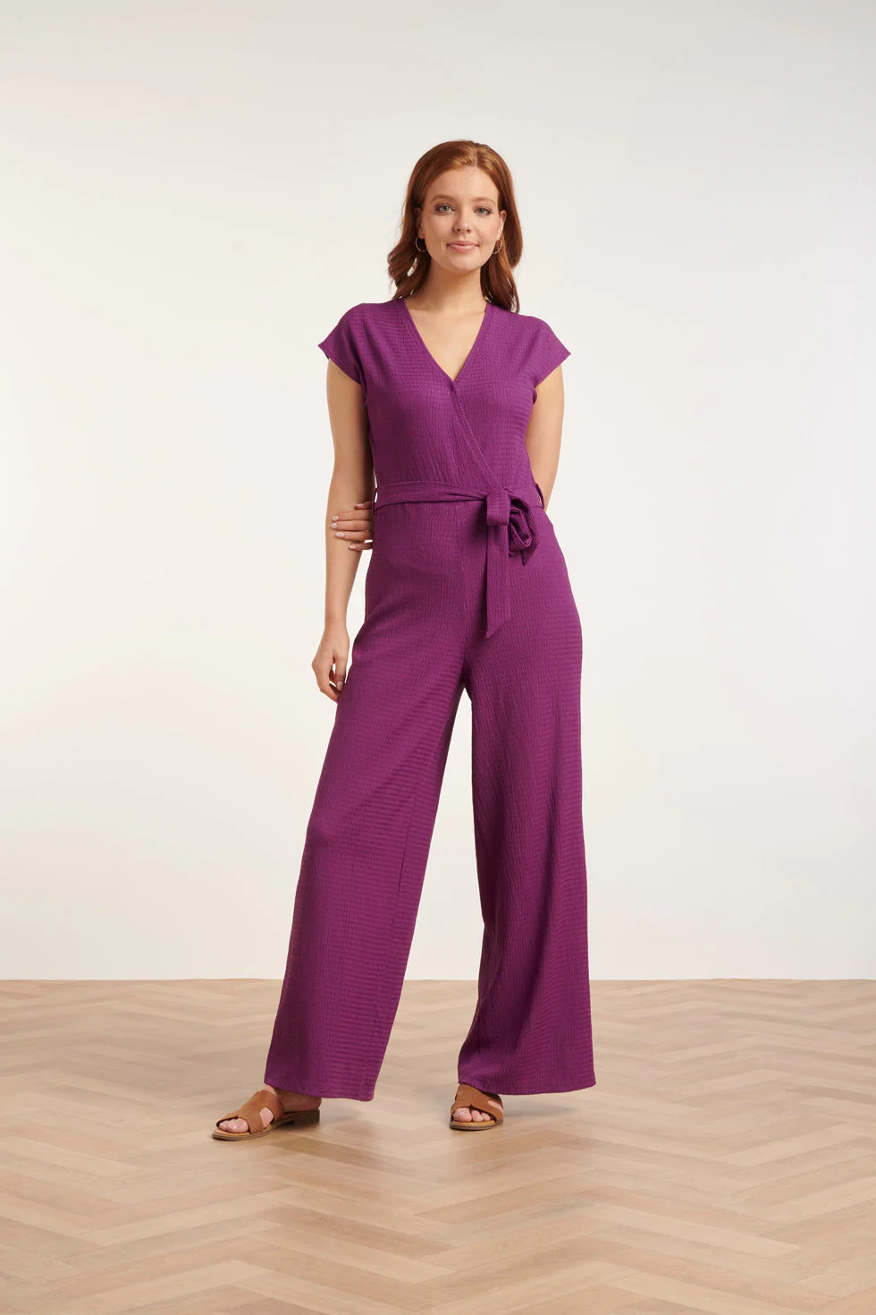 24083 Paars Lange Aansluitende Jumpsuit | Purple - Image 5
