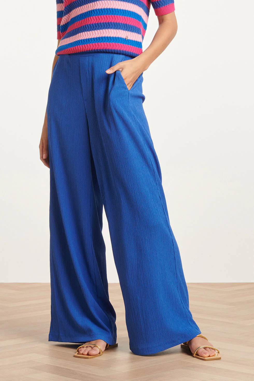 24084 Lange Wijde Pijpen Broekgedurfd | Cobalt - Image 3