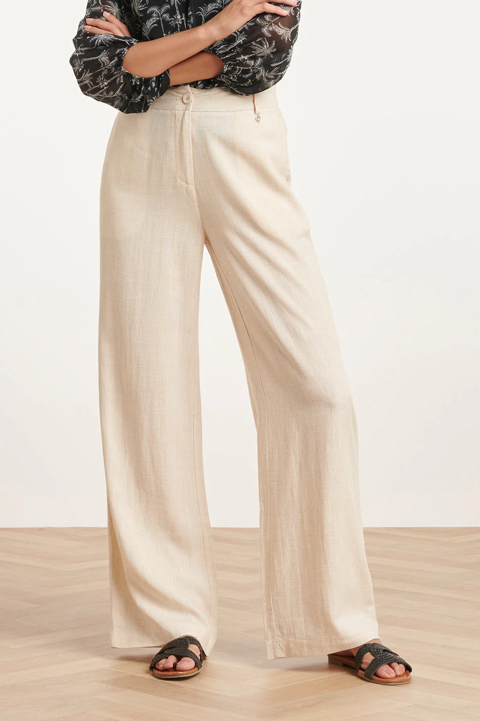 24085 Lange Broek Met Ritsriemlussen | Sand - Image 3