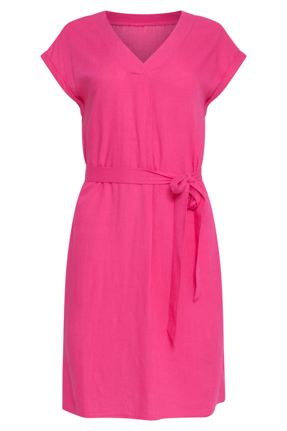 24087 Losvallende Linnen Jurk Met V-Halsriemfuchsia | Fuchsia - Image 2