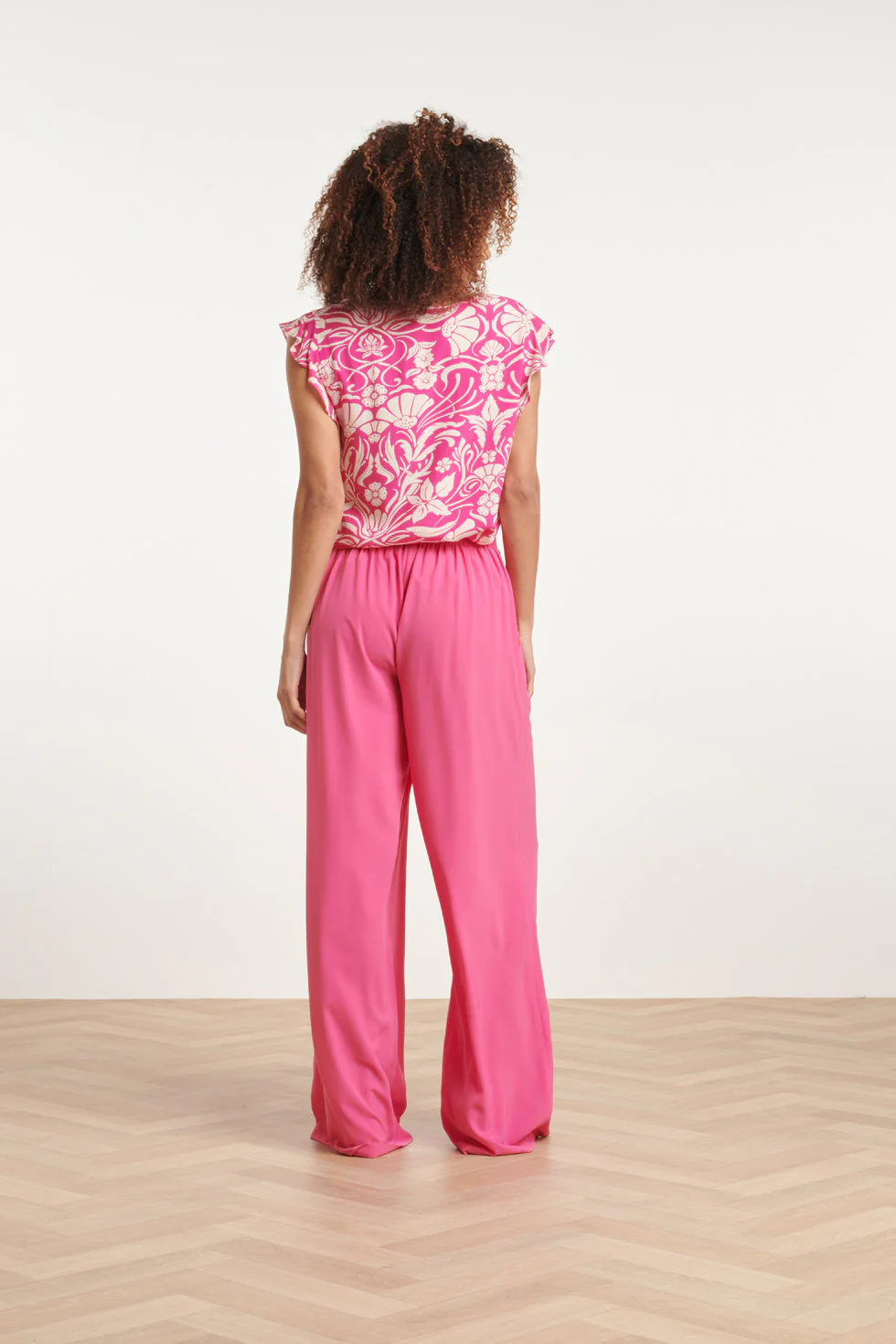 24088 Losvallende Wijde Broek Met Elastische Achterkantfel | Fuchsia - Image 6