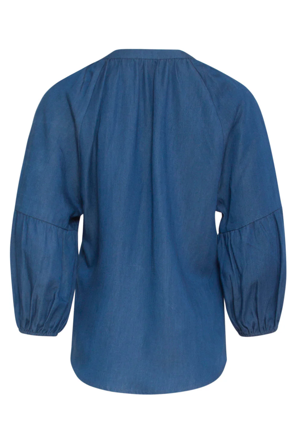 24095 Denim Look Top Met V-Halspofmouwen | Medium Blue Denim - Image 7