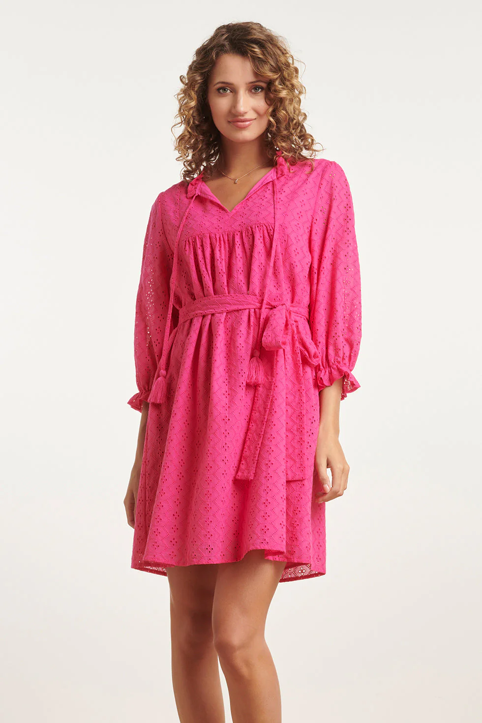 24097 Fuchsia Brie Anglaise Kort Jurkje | Fuchsia