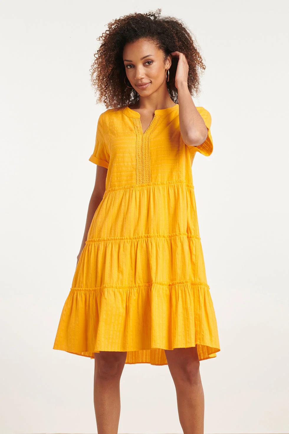 24105 Zomerjurkwarm Zonnig Met Kantdetails | Light Orange