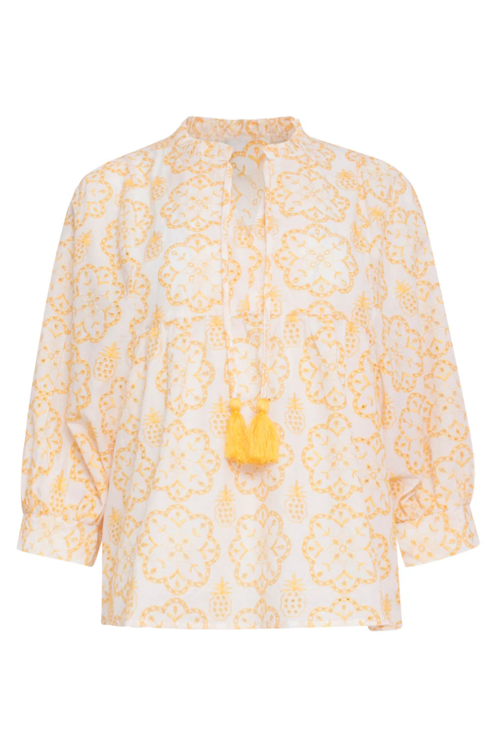 24107 Bloemen Top Met Brie Anglaisezonnig | White - Yellow - Image 2
