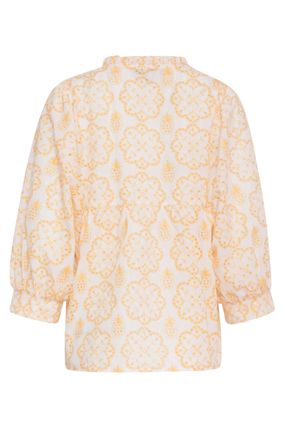 24107 Bloemen Top Met Brie Anglaisezonnig | White - Yellow - Image 7
