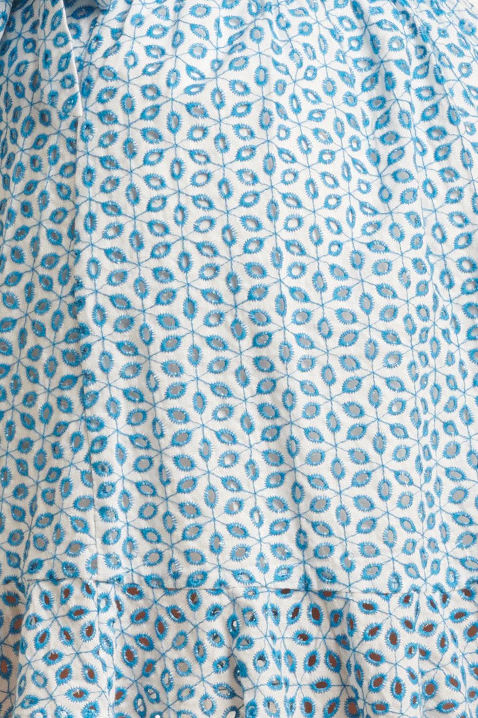 24109 Bloemen Brie Anglaise Zomer Top Met Ruches Hemels | White - Blue - Image 8