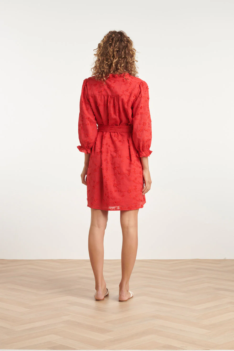 24115 Jurk Met 3d Bloemenpatroon | Red - Image 6