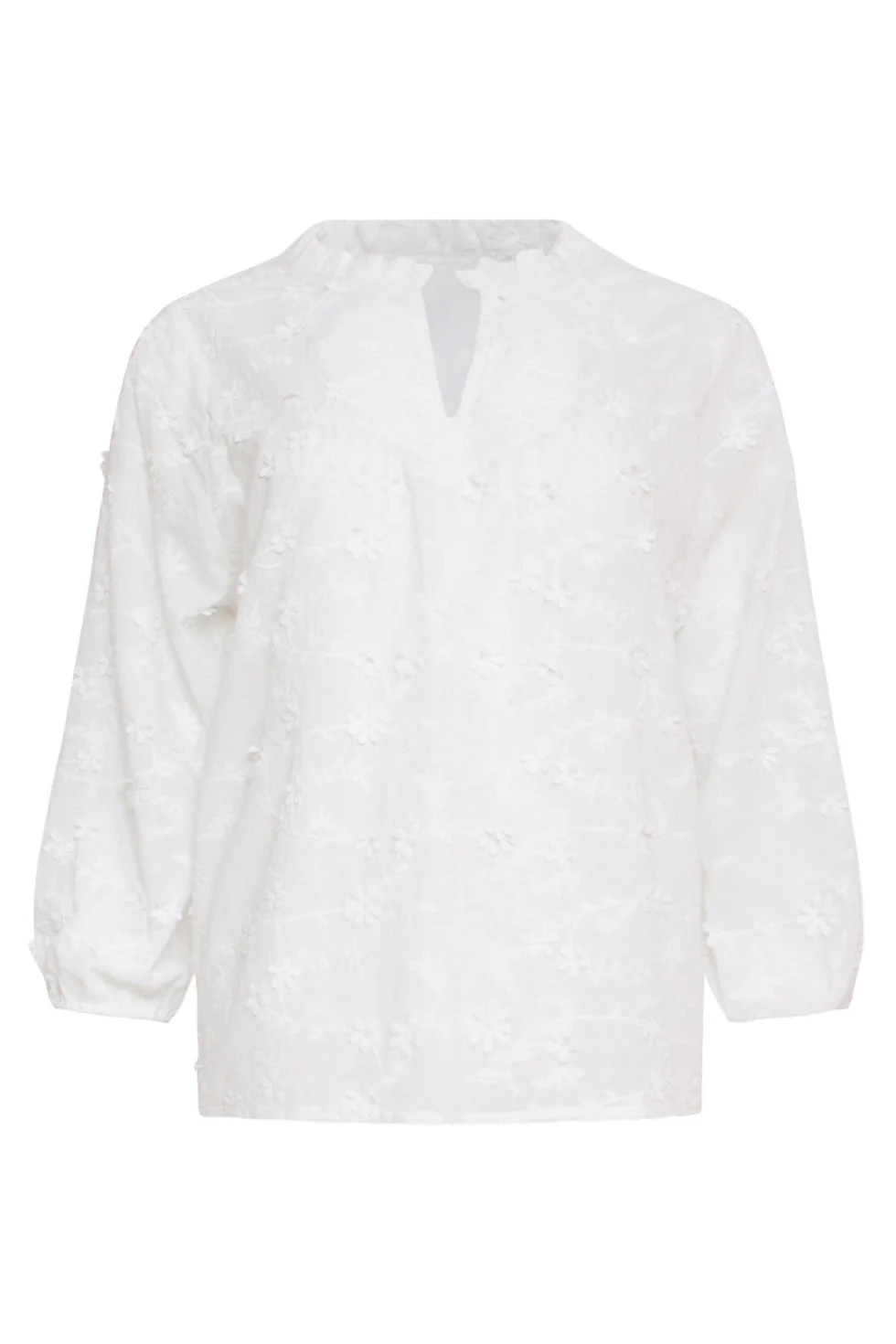 24116 Te Top Met 3d Bloemenpatroon | White - Image 2