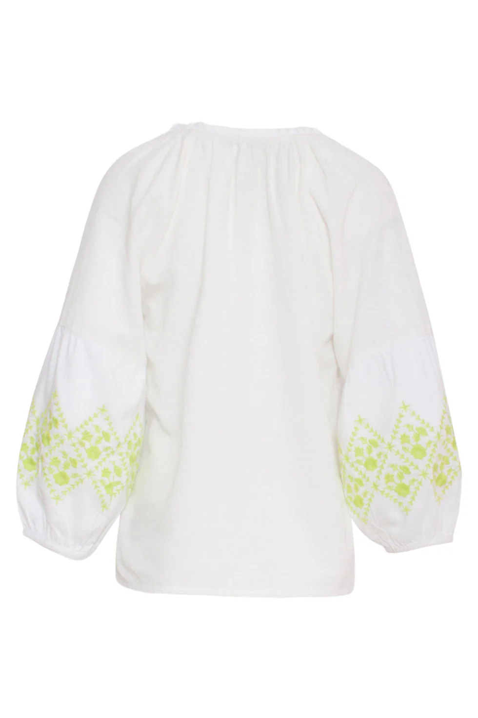 24129 Zachte Te Top Met Limoen  Bloemenborduurwerk | White - Lime - Image 7