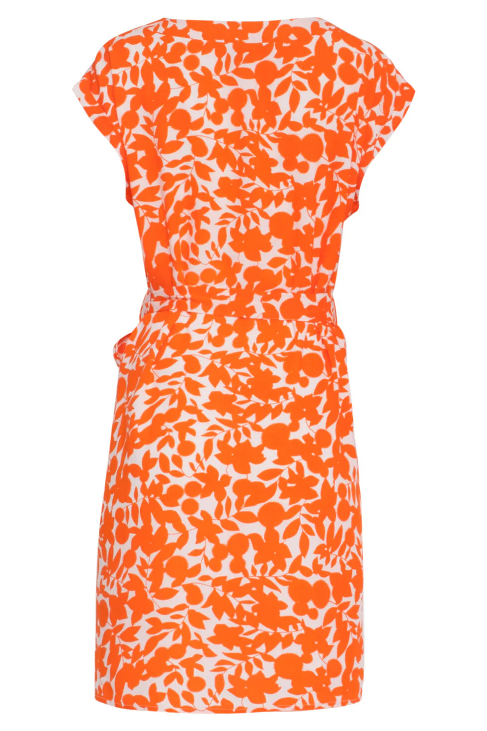 24137 Bladerprint Jurk | Off White - Orange - Image 7