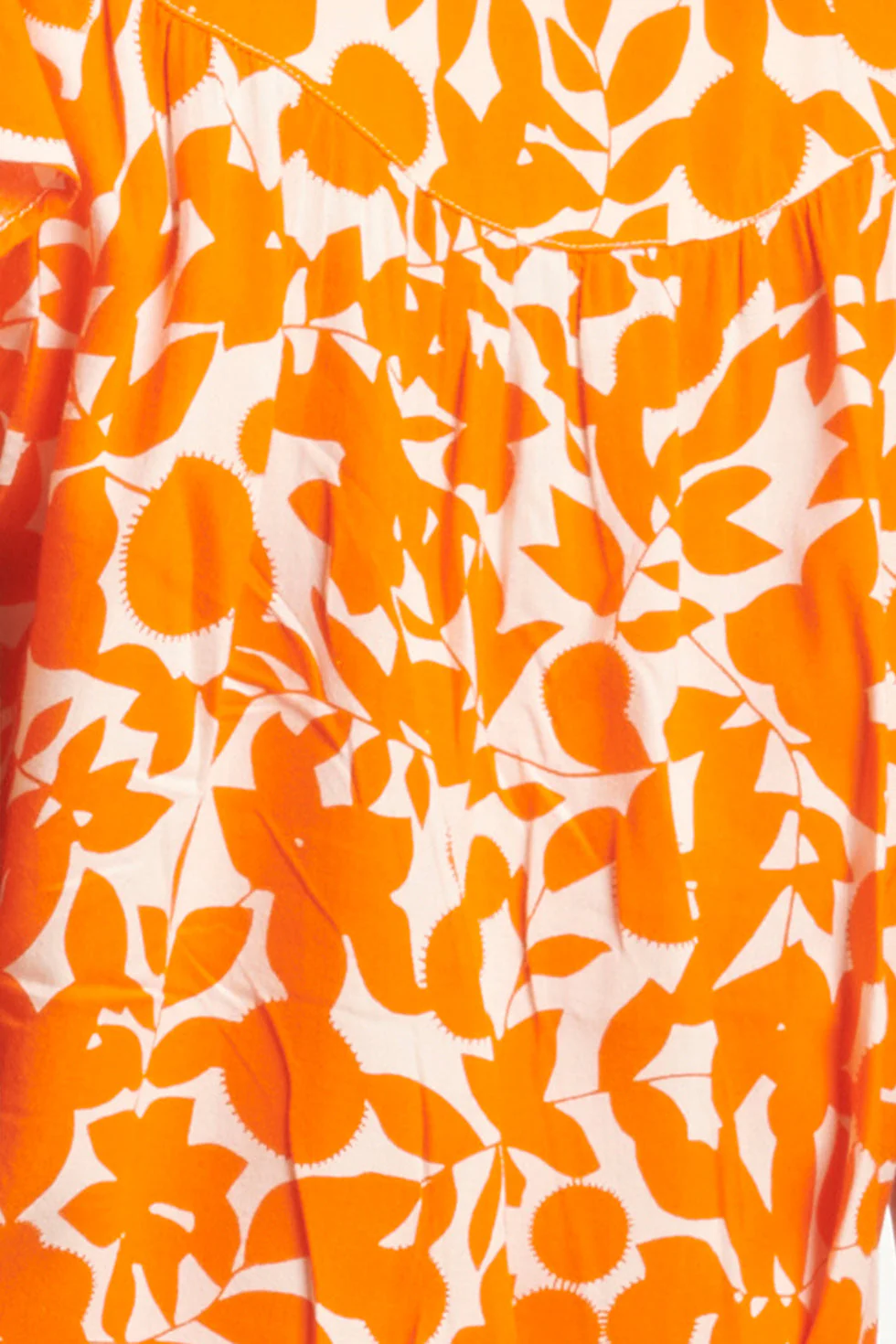 24137 Bladerprint Jurk | Off White - Orange - Image 8